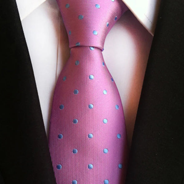New Design Fashion Necktie Orange White Blue Polka Dot Ties for Man Business Wedding Formal NeckTie 8cm Silk Dress Gift Gravata