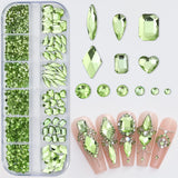 12Grids Pink Mixed Nail Rhinestones Luxury Nail Charms Glitter Crystal Jewelry Gems Nail Art Decoration Manicure Rhinestones R#Q