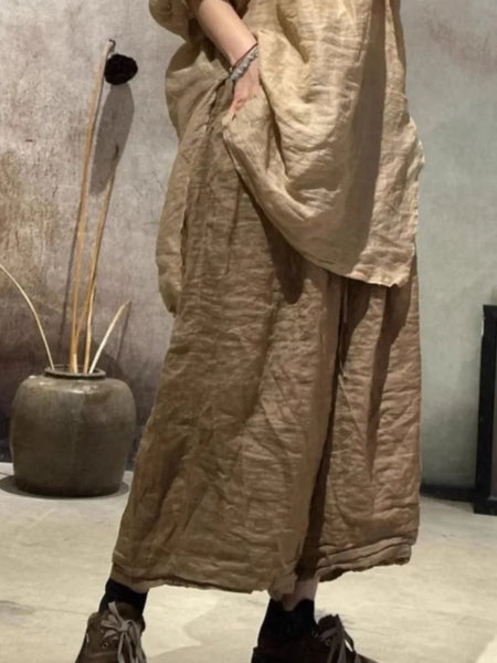 Women Loose Retro Ramie Pants