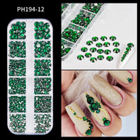 12Grids Pink Mixed Nail Rhinestones Luxury Nail Charms Glitter Crystal Jewelry Gems Nail Art Decoration Manicure Rhinestones R#Q