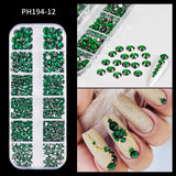 12Grids Pink Mixed Nail Rhinestones Luxury Nail Charms Glitter Crystal Jewelry Gems Nail Art Decoration Manicure Rhinestones R#Q