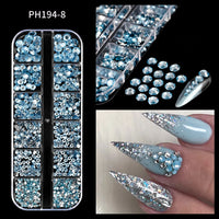 12Grids Pink Mixed Nail Rhinestones Luxury Nail Charms Glitter Crystal Jewelry Gems Nail Art Decoration Manicure Rhinestones R#Q