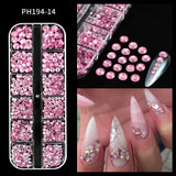12Grids Pink Mixed Nail Rhinestones Luxury Nail Charms Glitter Crystal Jewelry Gems Nail Art Decoration Manicure Rhinestones R#Q