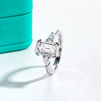 AnuJewel 3.6cttw D Color Emerald Cut Moissanite Pear Cut Engagement Ring 18K Gold Plated for Weddings Women's Gifts