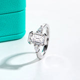 AnuJewel 3.6cttw D Color Emerald Cut Moissanite Pear Cut Engagement Ring 18K Gold Plated for Weddings Women's Gifts