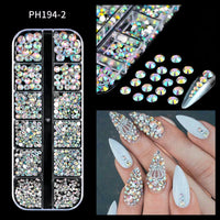 12Grids Pink Mixed Nail Rhinestones Luxury Nail Charms Glitter Crystal Jewelry Gems Nail Art Decoration Manicure Rhinestones R#Q