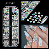 12Grids Pink Mixed Nail Rhinestones Luxury Nail Charms Glitter Crystal Jewelry Gems Nail Art Decoration Manicure Rhinestones R#Q