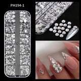 12Grids Pink Mixed Nail Rhinestones Luxury Nail Charms Glitter Crystal Jewelry Gems Nail Art Decoration Manicure Rhinestones R#Q