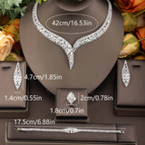 Costume Show Jewellery Geometric Set Cubic Zirconia Deluxe Large Necklace and Earrings Bridal Wedding Dating Accessories S-350