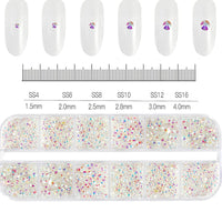 12Grids Pink Mixed Nail Rhinestones Luxury Nail Charms Glitter Crystal Jewelry Gems Nail Art Decoration Manicure Rhinestones R#Q