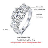 5cttw D Color Moissanite Luxury Three Stone Engagement Ring