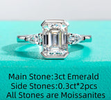 AnuJewel 3.6cttw D Color Emerald Cut Moissanite Pear Cut Engagement Ring 18K Gold Plated for Weddings Women's Gifts