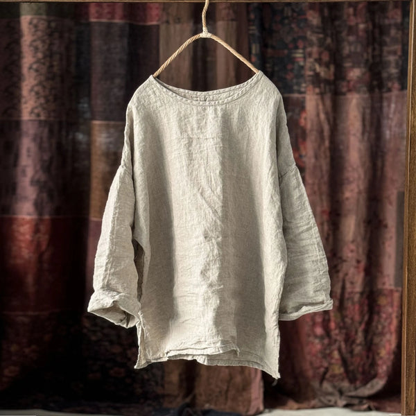 Women Long Sleeve  Cotton Linen Tops