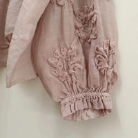 Johnature Three-dimensional Flower Embroidered Top Spring Autumn New Women Cardigan Top Japanese Linen Thin Shirts Sweet