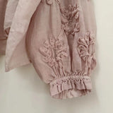 Johnature Three-dimensional Flower Embroidered Top Spring Autumn New Women Cardigan Top Japanese Linen Thin Shirts Sweet