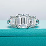 Emerald D Color Moissanite Engagement Ring