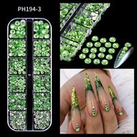 12Grids Pink Mixed Nail Rhinestones Luxury Nail Charms Glitter Crystal Jewelry Gems Nail Art Decoration Manicure Rhinestones R#Q
