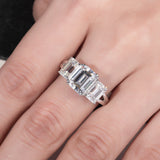 Emerald D Color Moissanite Engagement Ring