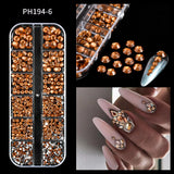 12Grids Pink Mixed Nail Rhinestones Luxury Nail Charms Glitter Crystal Jewelry Gems Nail Art Decoration Manicure Rhinestones R#Q