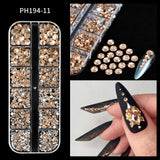 12Grids Pink Mixed Nail Rhinestones Luxury Nail Charms Glitter Crystal Jewelry Gems Nail Art Decoration Manicure Rhinestones R#Q