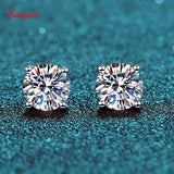 Smyoue 0.1-3CT Test Passed Moissanite Studs Earrings for Men Women S925 Silver Platinum Plated Bride Wedding Lab Diamond Studs