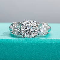 5cttw D Color Moissanite Luxury Three Stone Engagement Ring