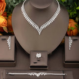 Costume Show Jewellery Geometric Set Cubic Zirconia Deluxe Large Necklace and Earrings Bridal Wedding Dating Accessories S-350