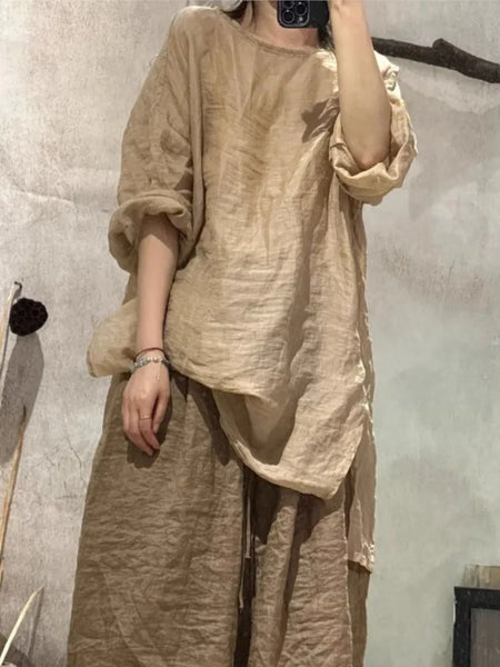 Women Summer Ramie Shirt