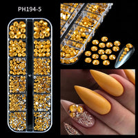 12Grids Pink Mixed Nail Rhinestones Luxury Nail Charms Glitter Crystal Jewelry Gems Nail Art Decoration Manicure Rhinestones R#Q