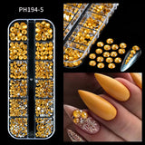 12Grids Pink Mixed Nail Rhinestones Luxury Nail Charms Glitter Crystal Jewelry Gems Nail Art Decoration Manicure Rhinestones R#Q