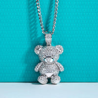 Moissanite Cute Bear Necklace