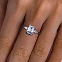 AnuJewel 3.6cttw D Color Emerald Cut Moissanite Pear Cut Engagement Ring 18K Gold Plated for Weddings Women's Gifts