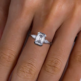 AnuJewel 3.6cttw D Color Emerald Cut Moissanite Pear Cut Engagement Ring 18K Gold Plated for Weddings Women's Gifts