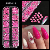 12Grids Pink Mixed Nail Rhinestones Luxury Nail Charms Glitter Crystal Jewelry Gems Nail Art Decoration Manicure Rhinestones R#Q