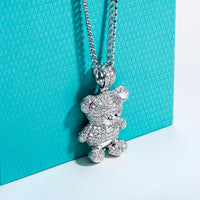 Moissanite Cute Bear Necklace