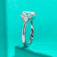 AnuJewel 3.6cttw D Color Emerald Cut Moissanite Pear Cut Engagement Ring 18K Gold Plated for Weddings Women's Gifts