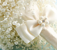 Wedding Flower Bridal Bouquet Full Pearls Ivory&white Bouquet 100% Handmade Waterfull Bride Bouquet