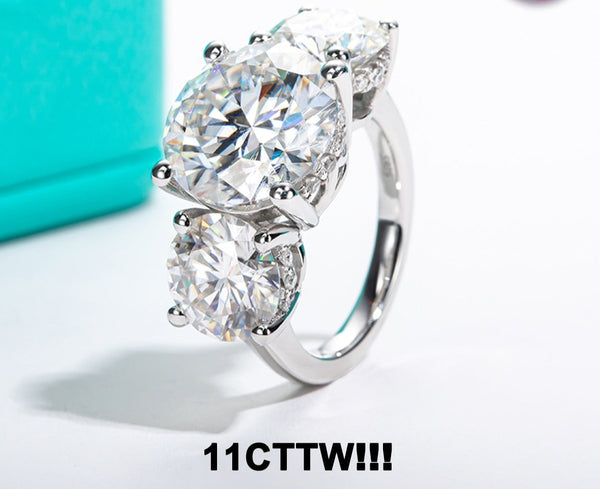 11cttw D Color Moissanite Diamond Luxurious Engagement Rings