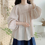 Linen Ruffles Collar Blouses