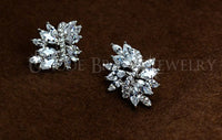 Fashion Jewelry White Gold Color  Marquise cut AAA+ CZ Flower Shaped Post Stud Earrings For Women