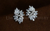 Fashion Jewelry White Gold Color  Marquise cut AAA+ CZ Flower Shaped Post Stud Earrings For Women