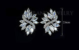 Fashion Jewelry White Gold Color  Marquise cut AAA+ CZ Flower Shaped Post Stud Earrings For Women