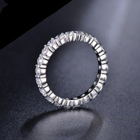 White Gold Color 3mm 0.1 Carat Round CZ Crystal Wedding Eternity Rings Bands