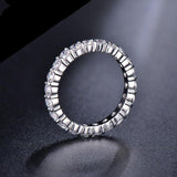 White Gold Color 3mm 0.1 Carat Round CZ Crystal Wedding Eternity Rings Bands