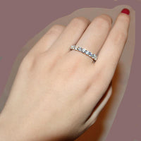 White Gold Color 3mm 0.1 Carat Round CZ Crystal Wedding Eternity Rings Bands