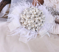 Wedding Flower Bridal Bouquet Full Pearls Ivory&white Bouquet 100% Handmade Waterfull Bride Bouquet