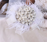 Wedding Flower Bridal Bouquet Full Pearls Ivory&white Bouquet 100% Handmade Waterfull Bride Bouquet