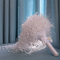 Wedding Flower Bridal Bouquet Full Pearls Ivory&white Bouquet 100% Handmade Waterfull Bride Bouquet