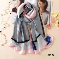 Women Silk Scarf Designer Plaid Summer Beach Shawls and Foulard Wrap Scarves Female Pure Silk Beach Stole