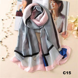 Women Silk Scarf Designer Plaid Summer Beach Shawls and Foulard Wrap Scarves Female Pure Silk Beach Stole
